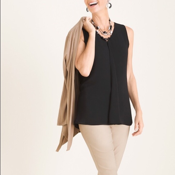 Chico's Tops - CHICO’S Black Drape Front Sleeveless Top